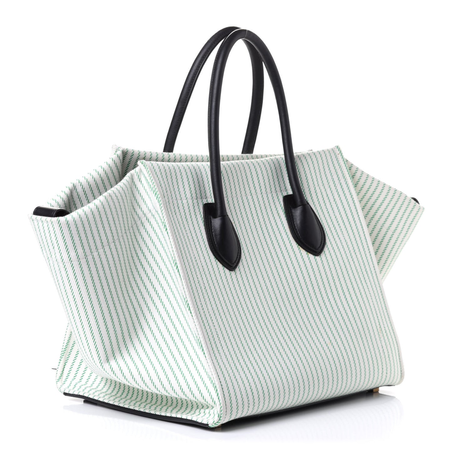 Cotton Canvas Striped Medium Phantom Luggage White Green