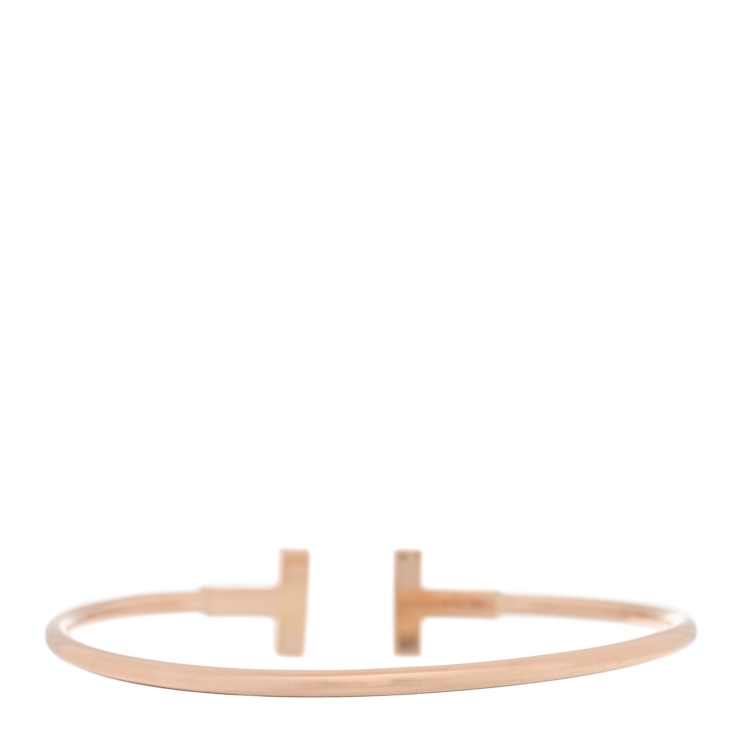 Tiffany 18K Rose Gold Diamond T Wire Bracelet 2 of 3
