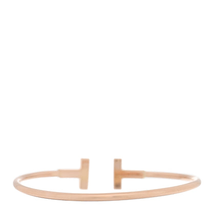 Tiffany 18K Rose Gold Diamond T Wire Bracelet 2 of 3