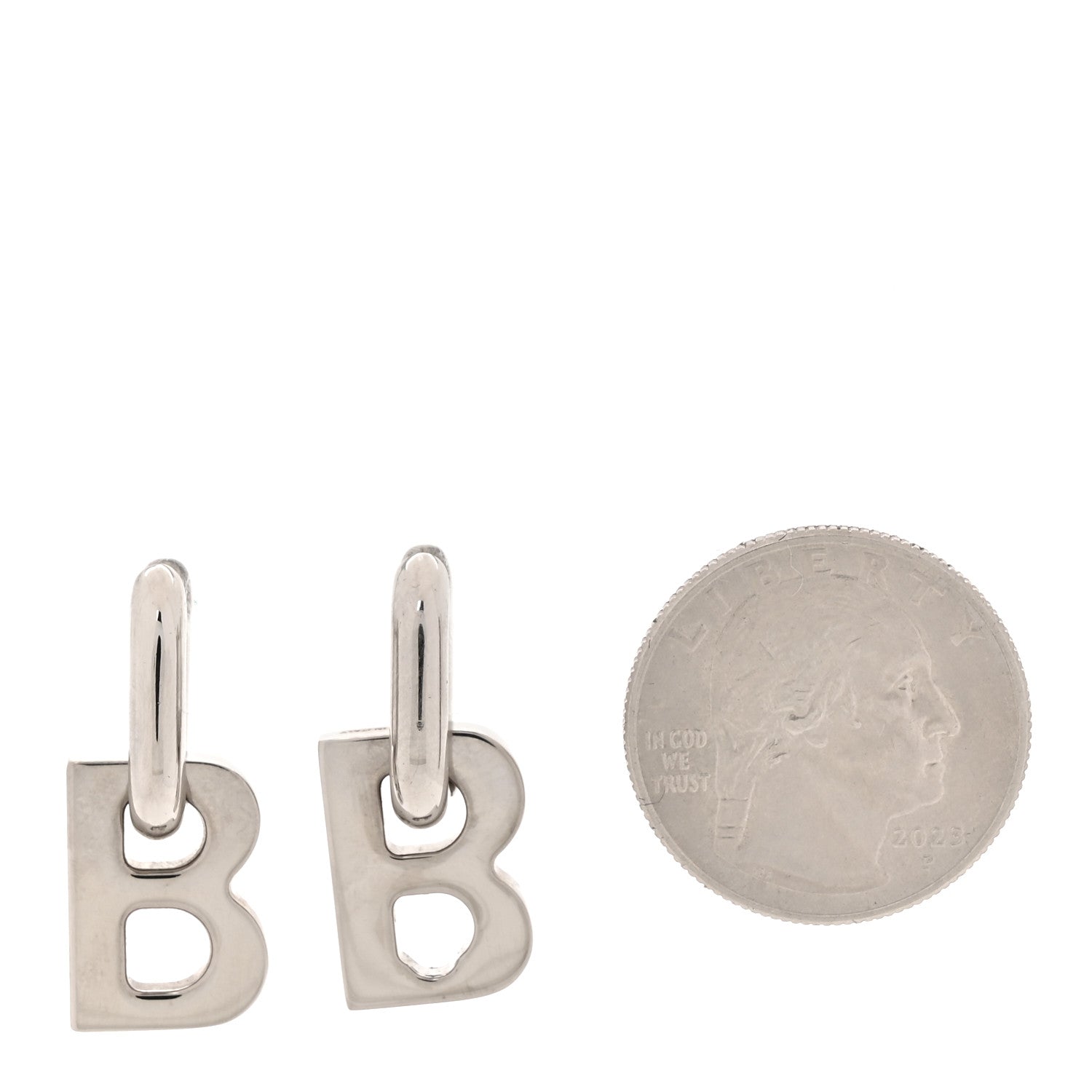 Balenciaga Metal B Chain Drop Earrings XS Silver 2 of 6