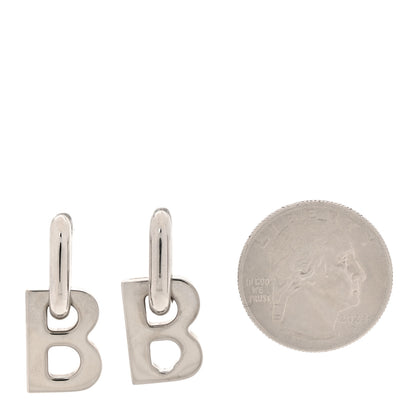 Balenciaga Metal B Chain Drop Earrings XS Silver 2 of 6