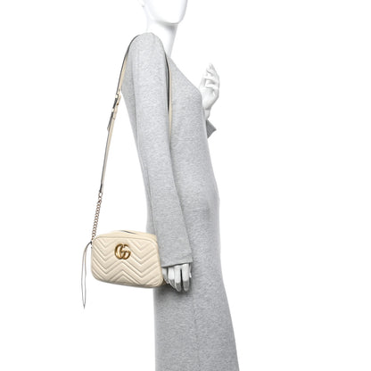 Gucci Calfskin Matelasse Small GG Marmont Chain Shoulder Bag White 2 of 11