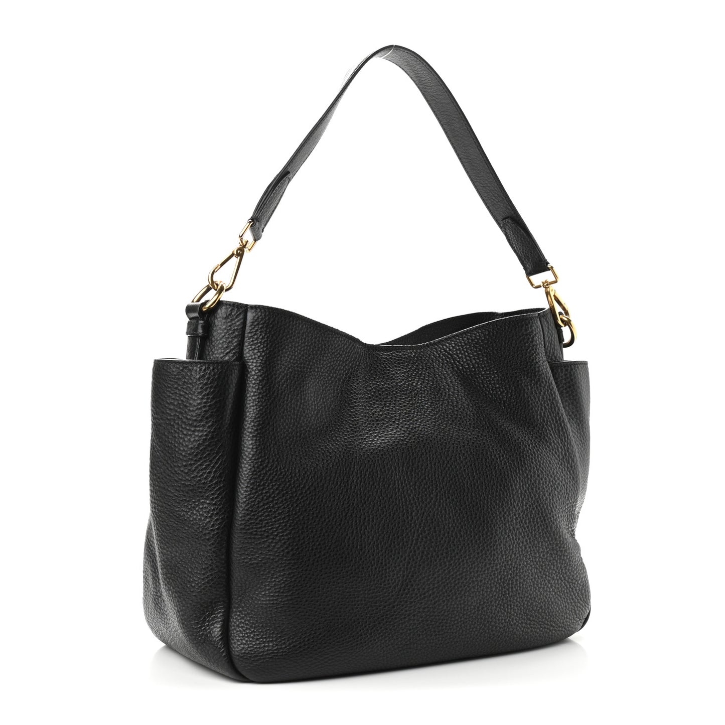 Vitello Daino Side Pocket Hobo Black