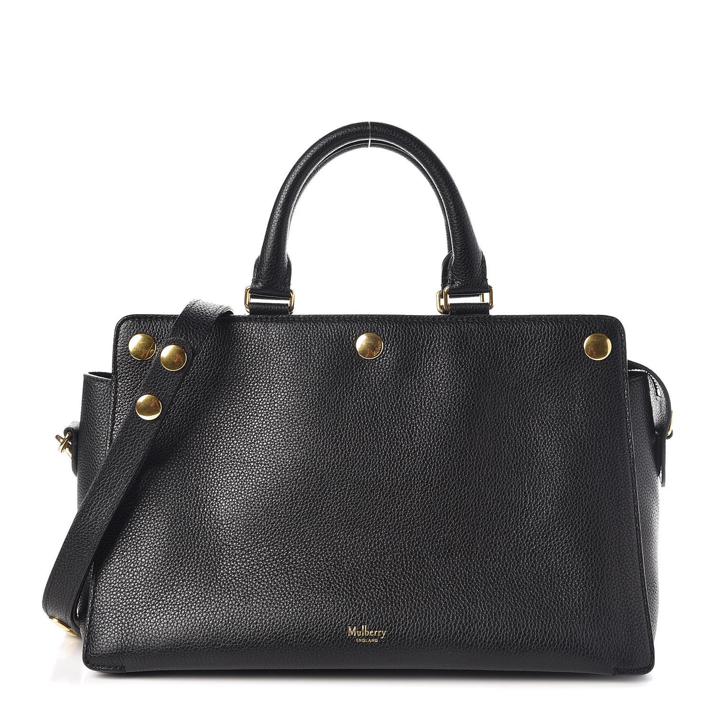 Small Classic Grain Stud Tote Black