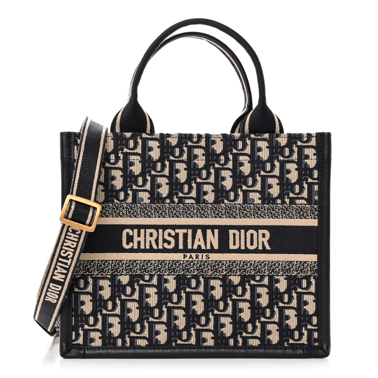 Oblique Calfskin Small Book Tote With Strap Blue Multicolor