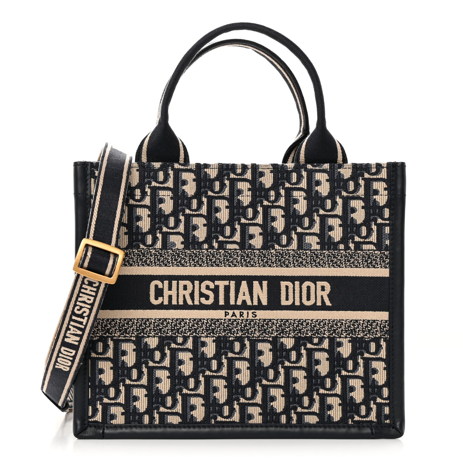 Christian Dior Oblique Calfskin Small Book Tote With Strap Blue Multicolor 1 of 10