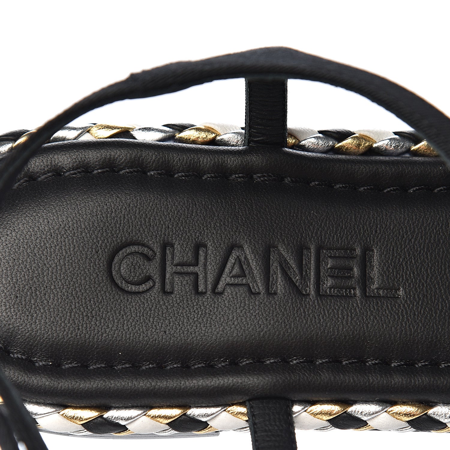 Chanel Grosgrain Chain Thong Sandals 39 Black 6 of 11