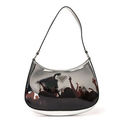 Prada Spazzolato Concert Printed Cleo Shoulder Bag Argento 1 of 8