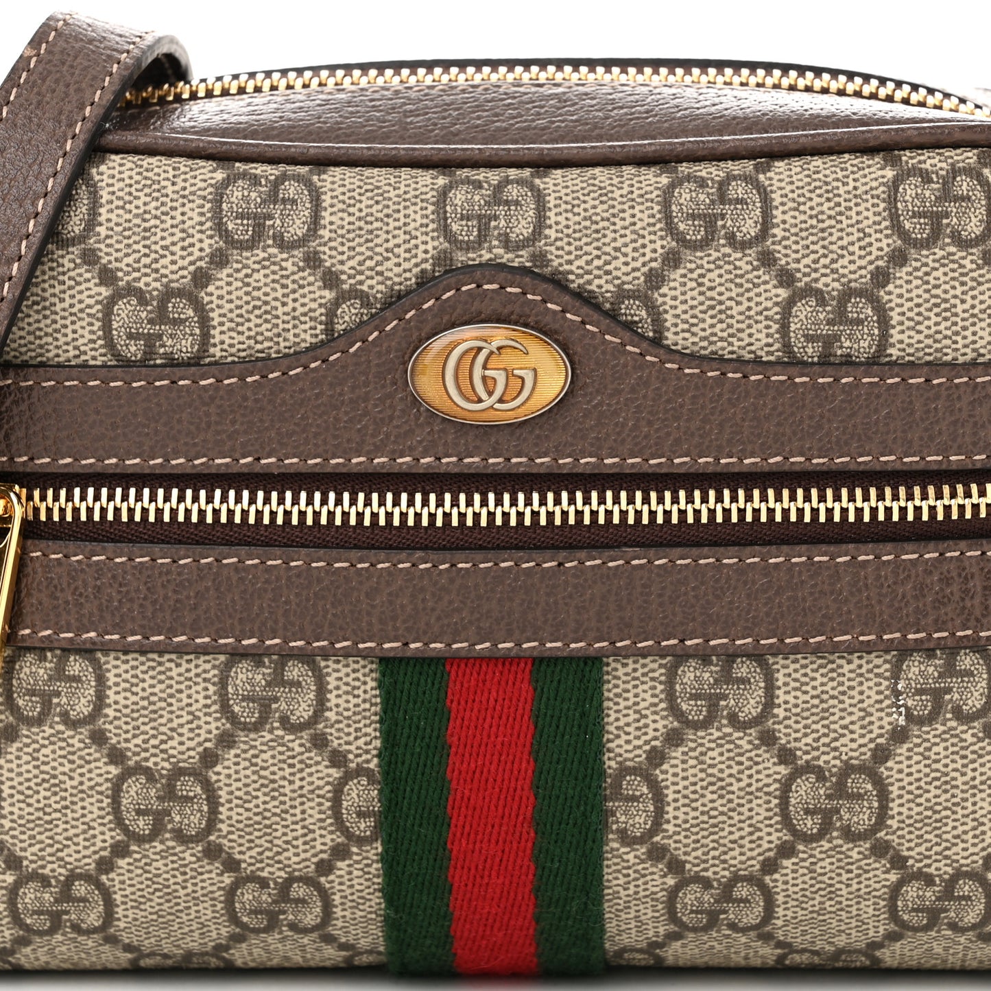 GG Supreme Monogram Web Mini Ophidia Shoulder Bag Brown