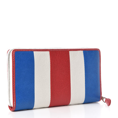 Balenciaga Agneau Arena Multicolore Bazar Continental Zip Around Wallet Bleu White Rouge 3 of 10