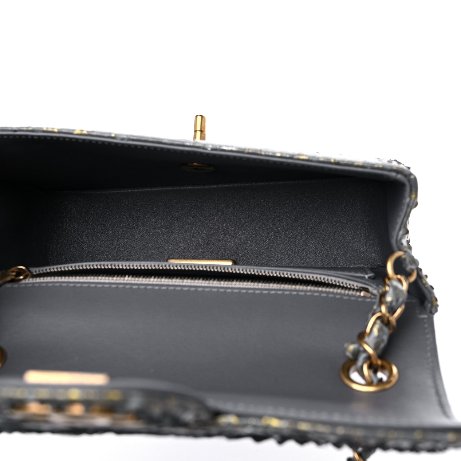 Chanel Snakeskin Mini Rectangular Flap Grey Gold 5 of 9