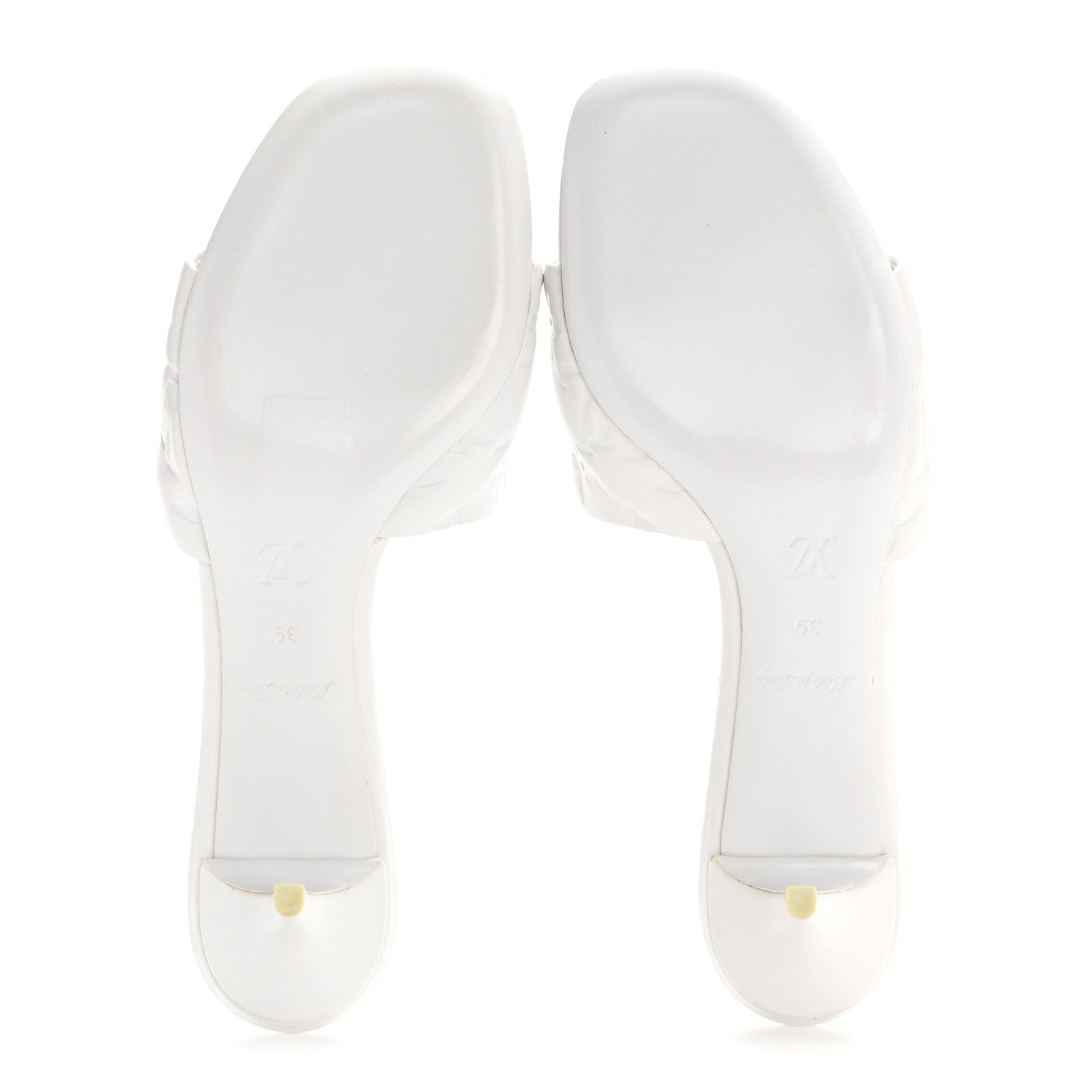 Louis Vuitton Lambskin Embossed Monogram Revival Mid Heel Mules 39 White 6 of 9