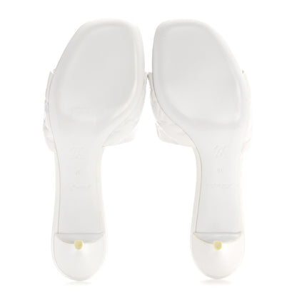 Louis Vuitton Lambskin Embossed Monogram Revival Mid Heel Mules 39 White 6 of 9
