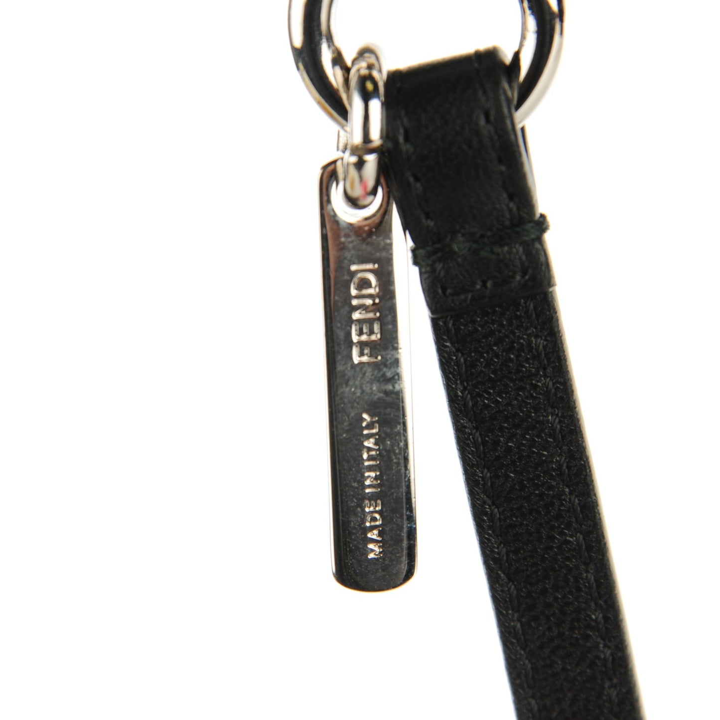 Fox Mink Goat Fur Nappa Karlito Bag Charm Black White Rosa