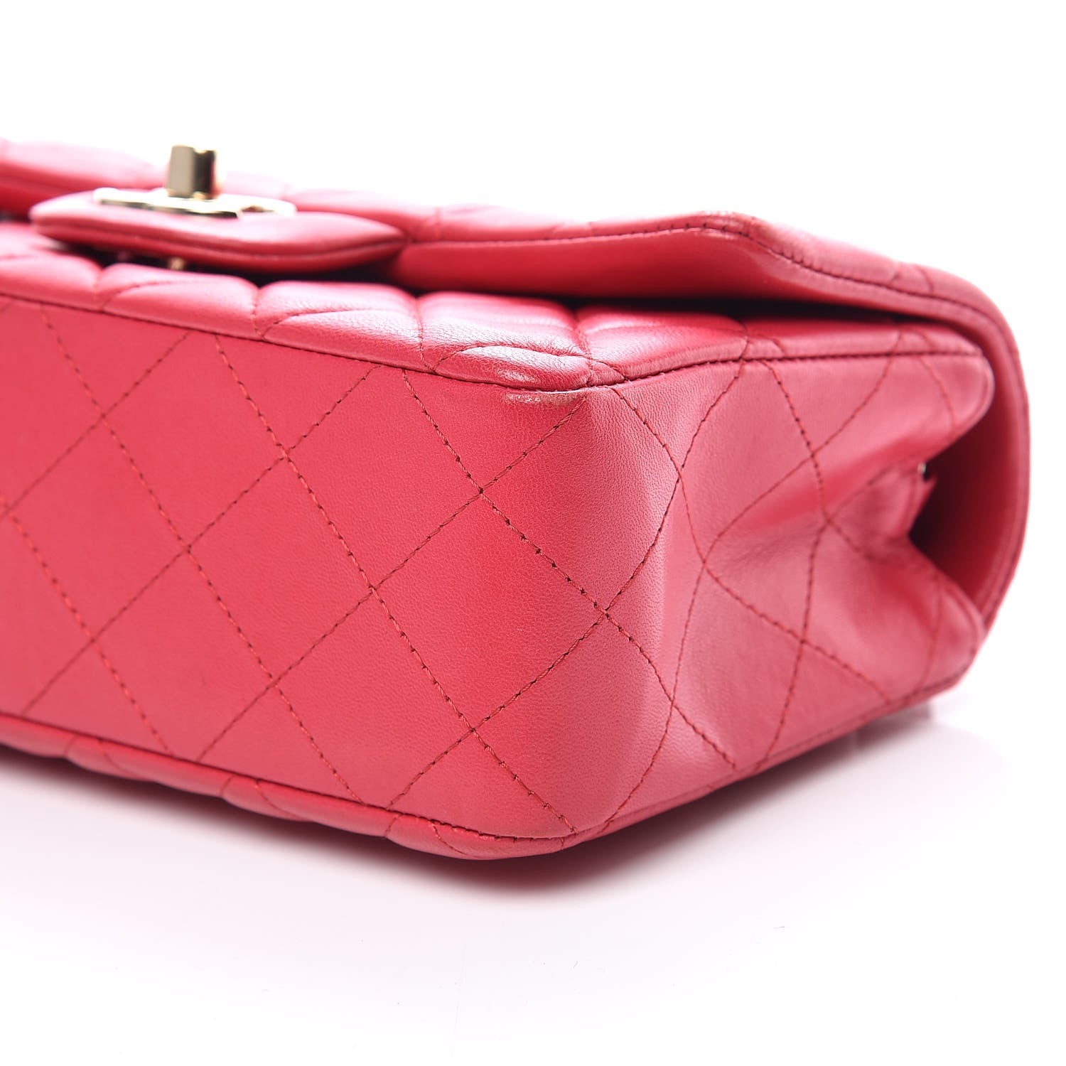 Chanel Lambskin Quilted Mini Rectangular Flap Dark Pink 9 of 14