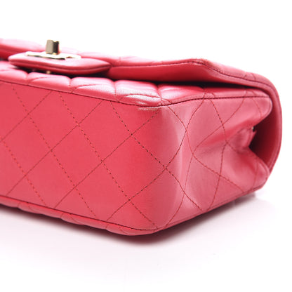 Chanel Lambskin Quilted Mini Rectangular Flap Dark Pink 9 of 14