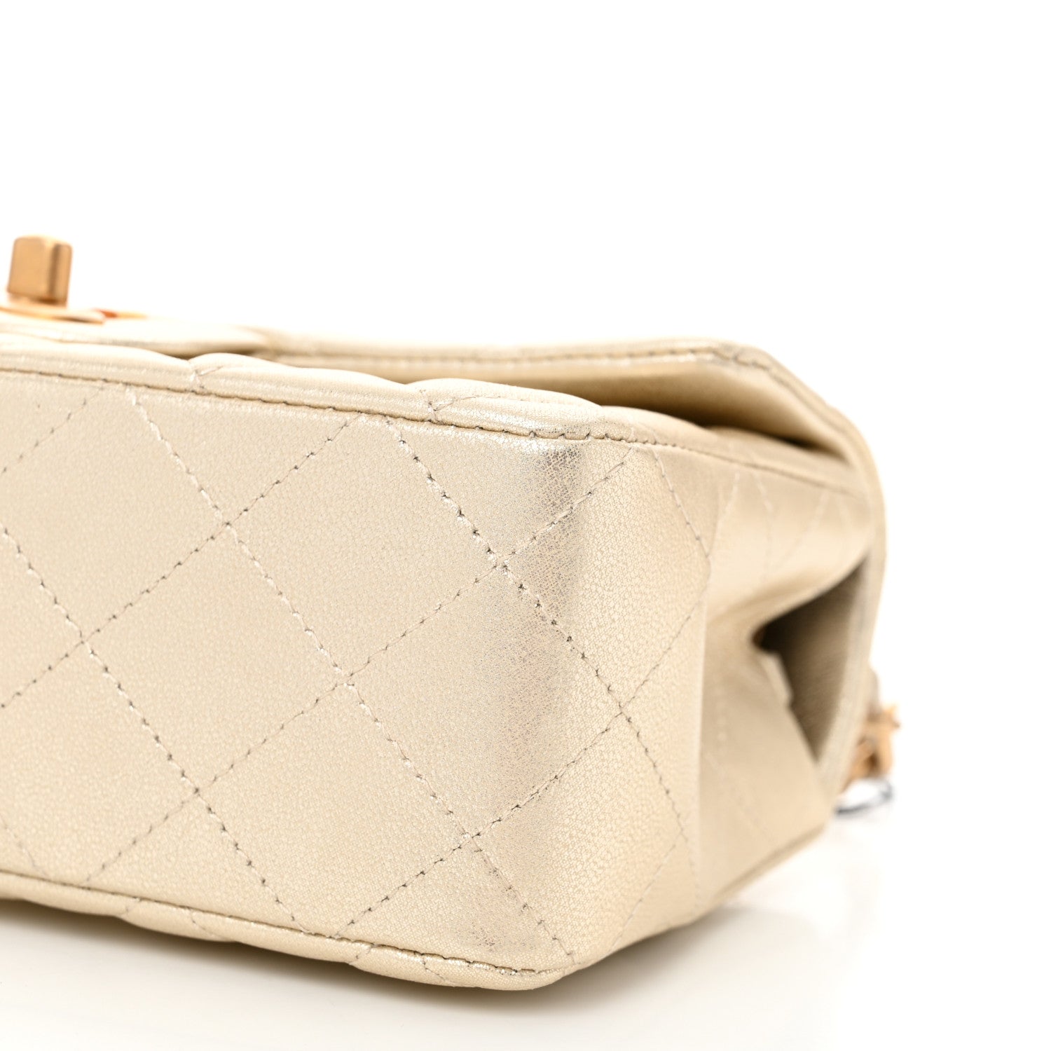 Chanel Metallic Lambskin Quilted Mini Rectangular Flap Gold 10 of 11