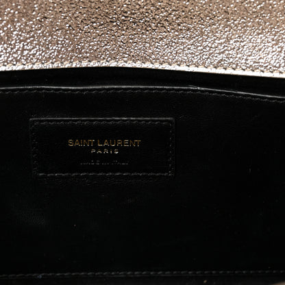 Saint Laurent Textured Metallic Calfskin Classic Monogram Cassandre Clutch Pale Gold 11 of 12