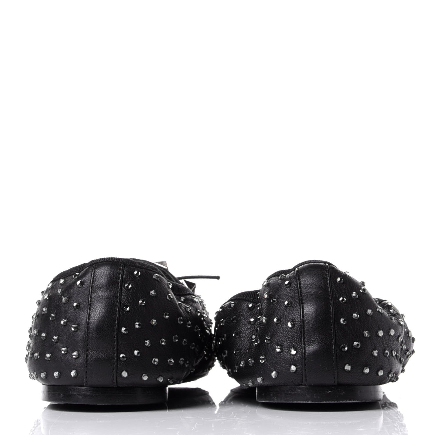 Valentino Garavani Nappa Crystal Studded Rockstud Cross Strap Ballerina Flats 39.5 Black 6 of 11