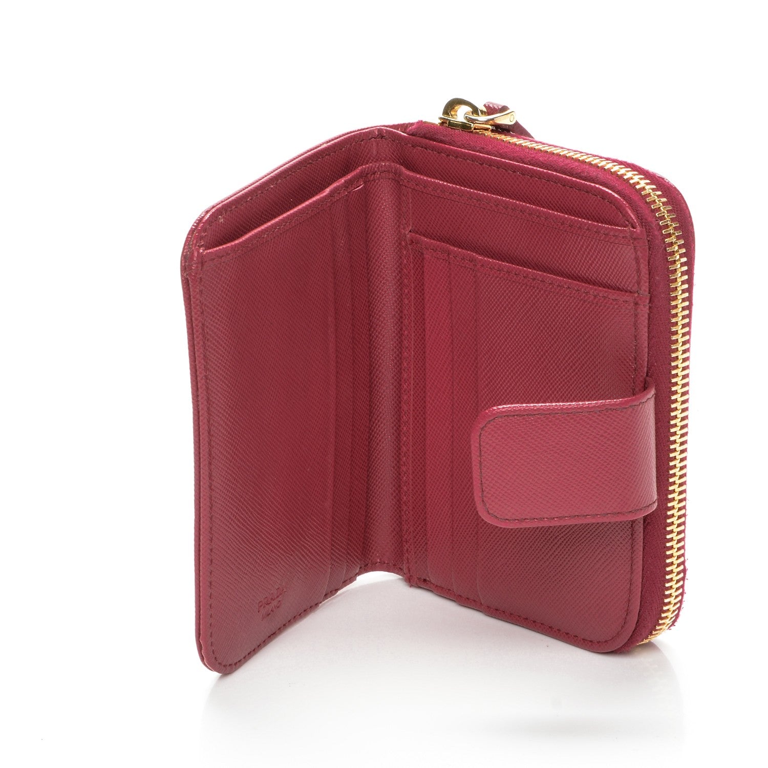 Prada Saffiano Metal Compact Zip Around Wallet Ibisco 5 of 11