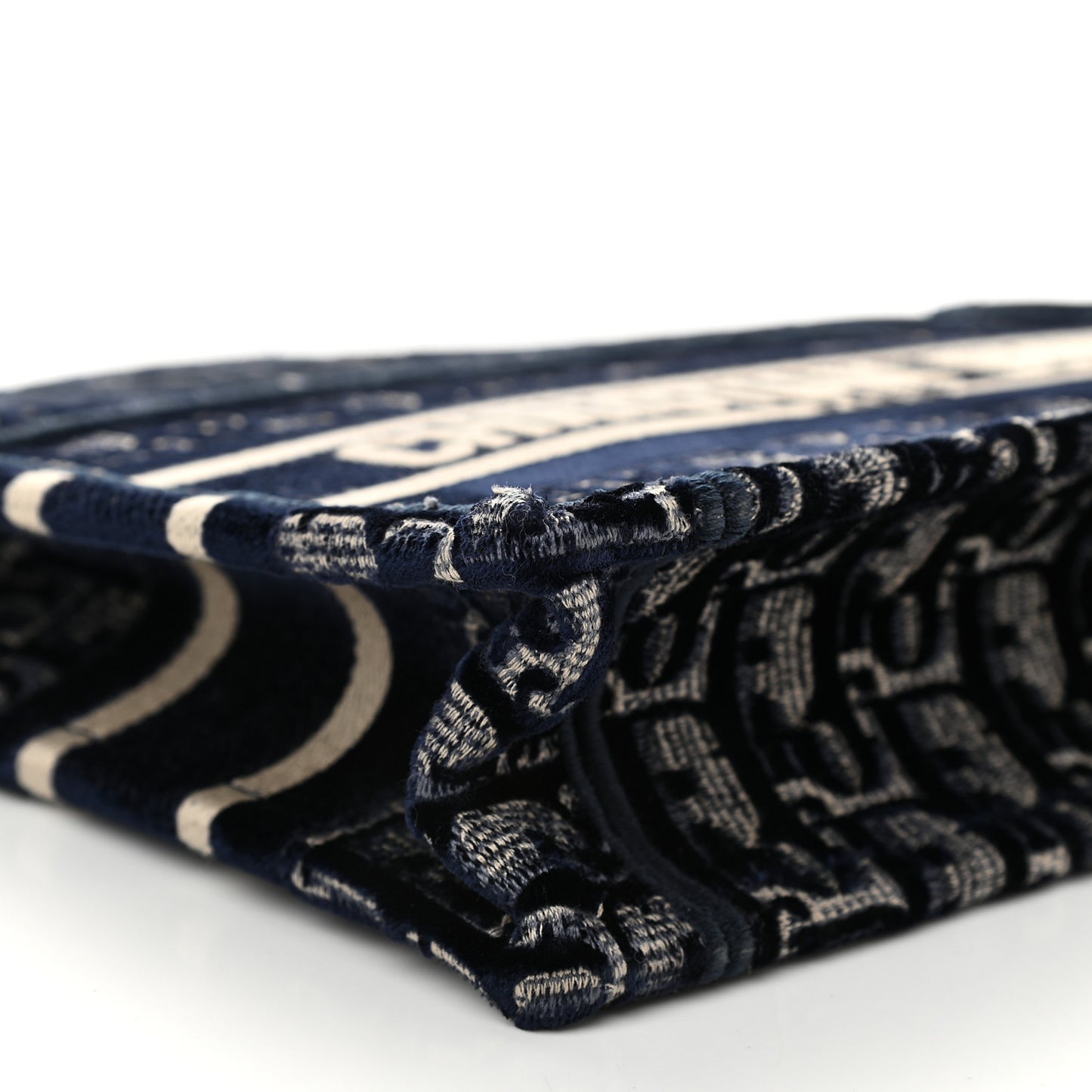 Velvet Oblique Embroidered Mini Book Tote Blue