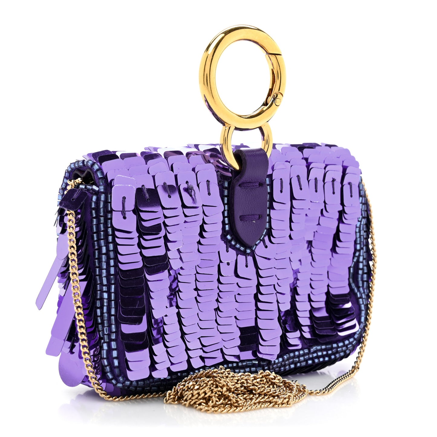 Sequin Paillettes Shiny Nappa Sex and the City Nano Baguette Charm Viola Purple Rain