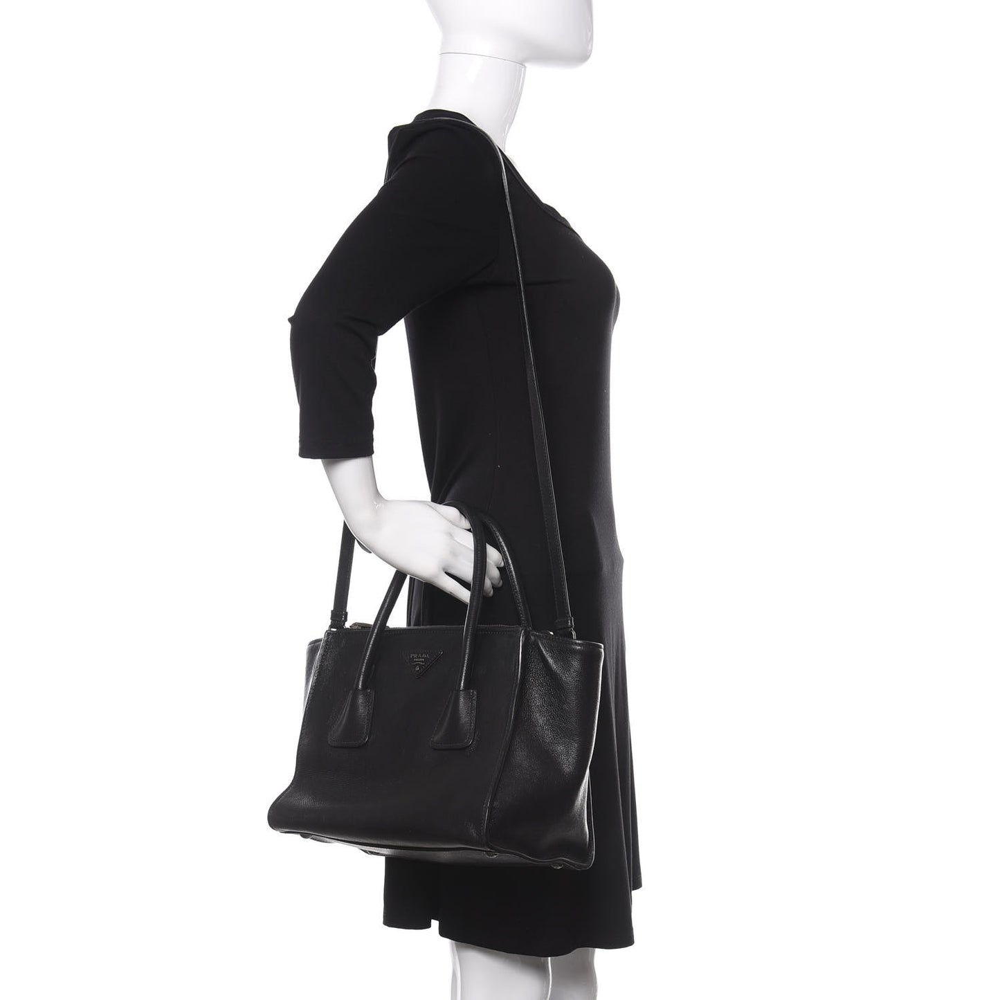 Glace Calf Twin Pocket Tote Black