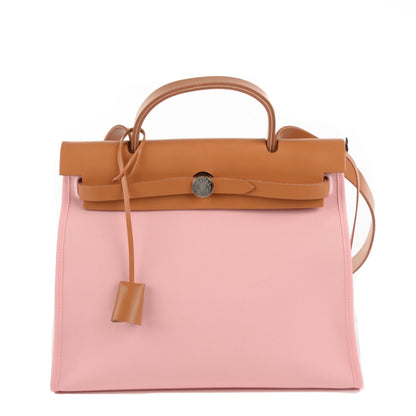 Hermes Vache Hunter Toile Herbag Zip 31 PM Rose Sakura 1 of 19