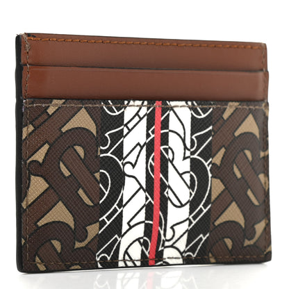 Burberry E-Canvas Monogram Stripe Card Case Bridle Brown 3 of 8