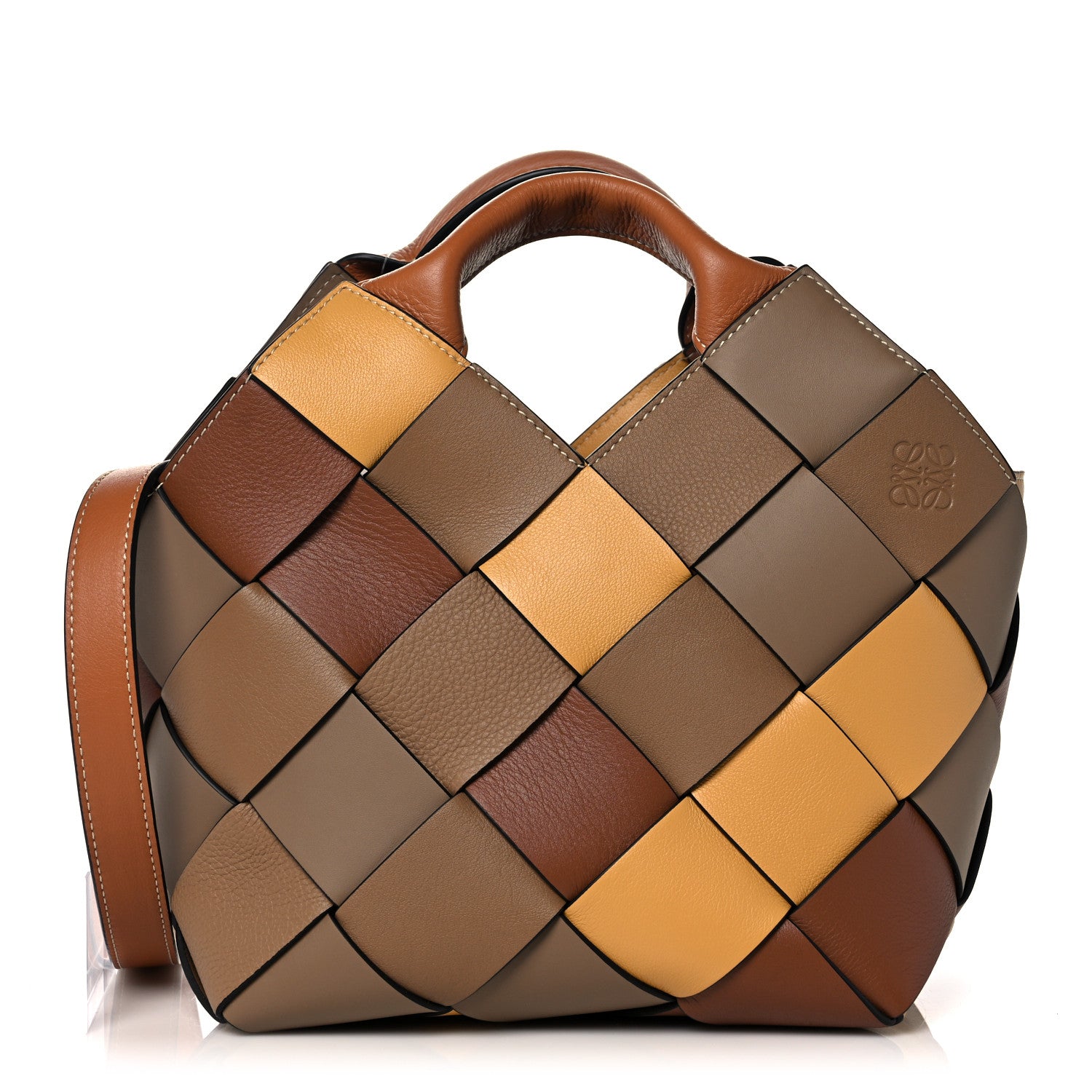 Loewe Calfskin Small Woven Basket Surplus Bag Hazelnut Camel 1 of 11