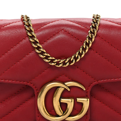 Gucci Calfskin Matelasse Super Mini GG Marmont Shoulder Bag Hibiscus Red 8 of 10
