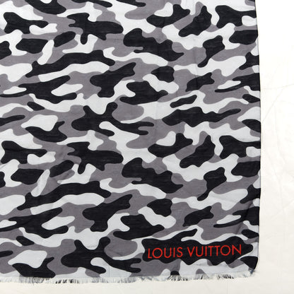 Louis Vuitton Cotton Silk Monogram Camouflage Stole Black 3 of 4