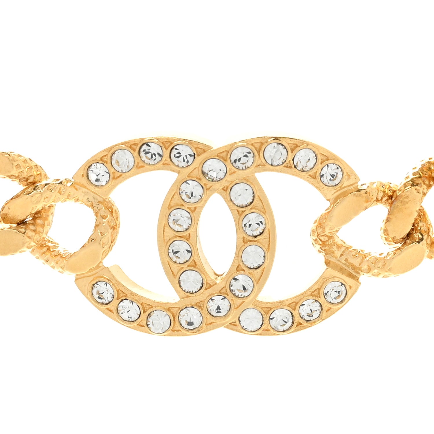 Chanel Crystal Chain Link CC Choker Necklace Gold 4 of 7