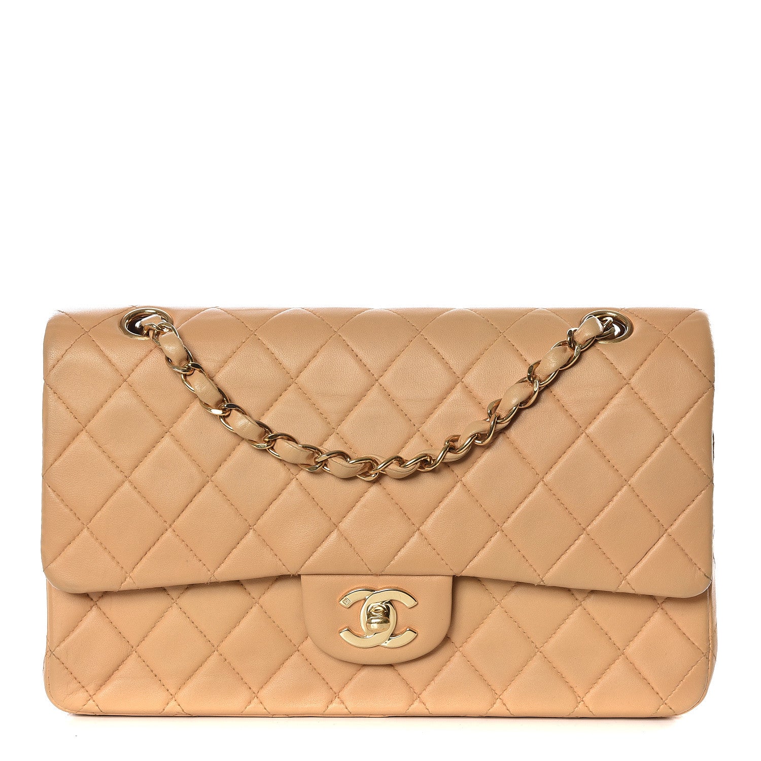 Chanel Lambskin Quilted Medium Double Flap Beige 1 of 14