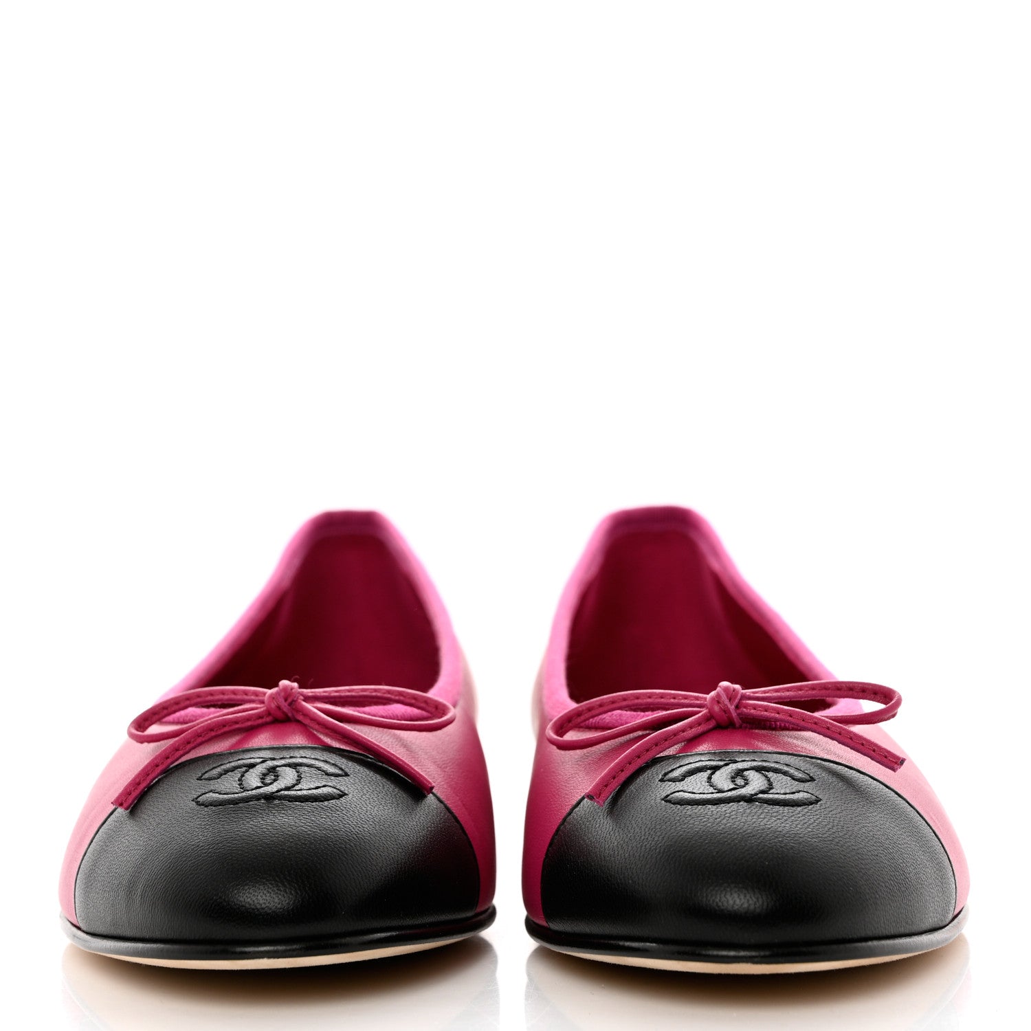 Chanel Goatskin Cap Toe CC Ballerina Flats 40.5 Bright Pink 2 of 9