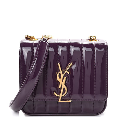 Saint Laurent Patent Matelasse Monogram Small Vicky Chain Bag Prunia 1 of 10