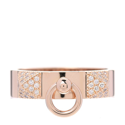 Hermes 18K Rose Gold Diamond PM Collier De Chien Ring 53 6.5 1 of 4