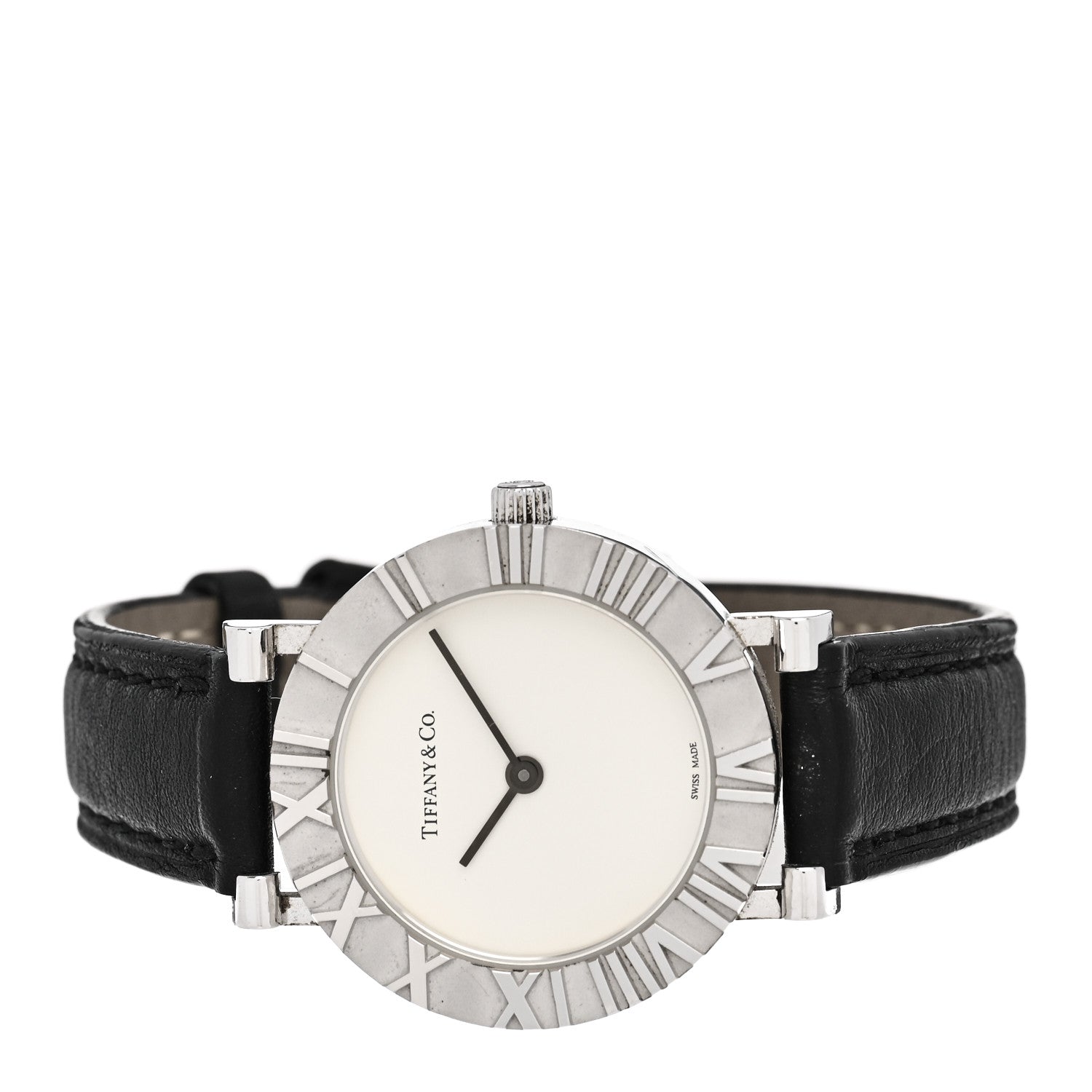 Tiffany Sterling Silver Calfskin 29mm Atlas Quartz Watch Black 2 of 4