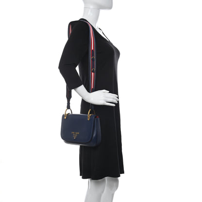 Prada City Calfskin Pattina Crossbody Flap Bag Royal 2 of 9