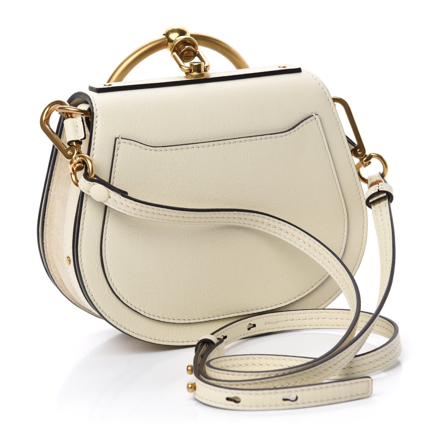 Calfskin Suede Small Nile Bracelet Bag Off White