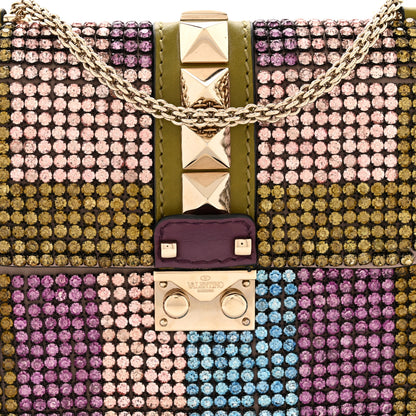 Valentino Garavani Vitello Crystal Embellished Small Glam Lock Rockstud Flap Green Multicolor 8 of 10