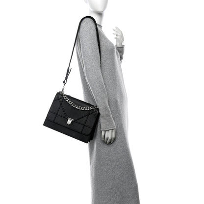Christian Dior Grained Calfskin Diorama Satchel Black 2 of 17