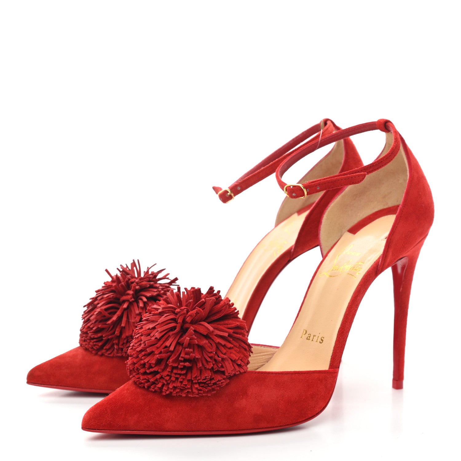 Christian Louboutin Veau Velours Tsarou 100 Pumps 37.5 Flamenco 3 of 7