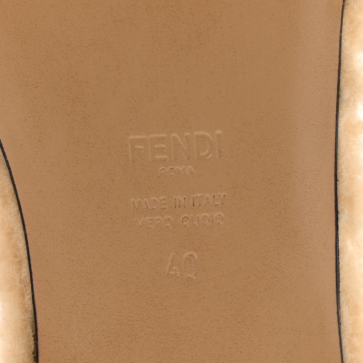 Fendi Shearling FF Baguette Slide Sandals 40 Beige Naturale 8 of 9