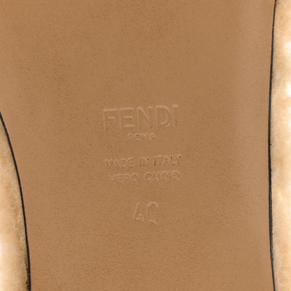 Fendi Shearling FF Baguette Slide Sandals 40 Beige Naturale 8 of 9