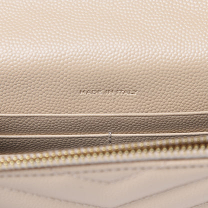 Saint Laurent Grain De Poudre Matelasse Chevron Monogram Envelope Chain Wallet Nude Powder 7 of 13