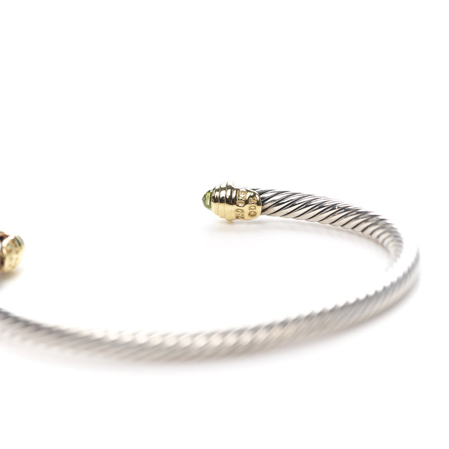 Sterling Silver 18K Yellow Gold Peridot 4mm Cable Kids Birthstone Bracelet
