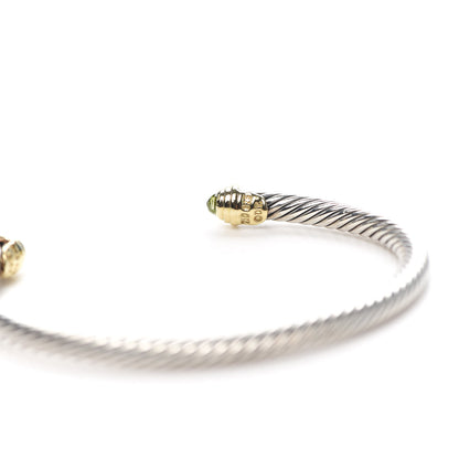 David Yurman Sterling Silver 18K Yellow Gold Peridot 4mm Cable Kids Birthstone Bracelet 4 of 4