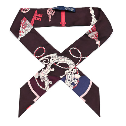 Hermes Silk Les Cles Twilly Bordeaux 1 of 3