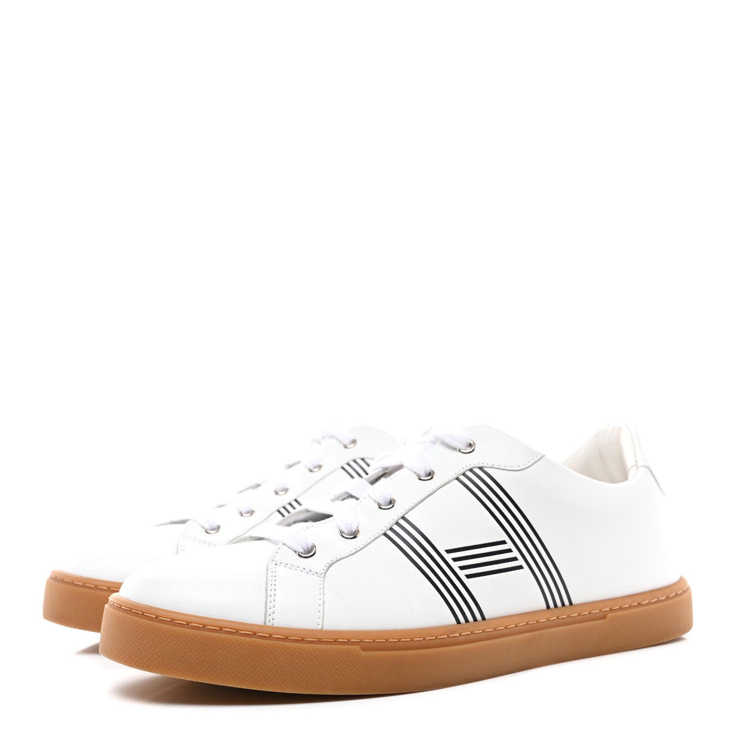Hermes Calfskin Mens Advantage Sneakers 43 White Black 3 of 13